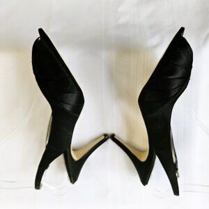 Nina Black Peep Toe Sling Back High Heel Dressy Evening Pumps Size 8.5